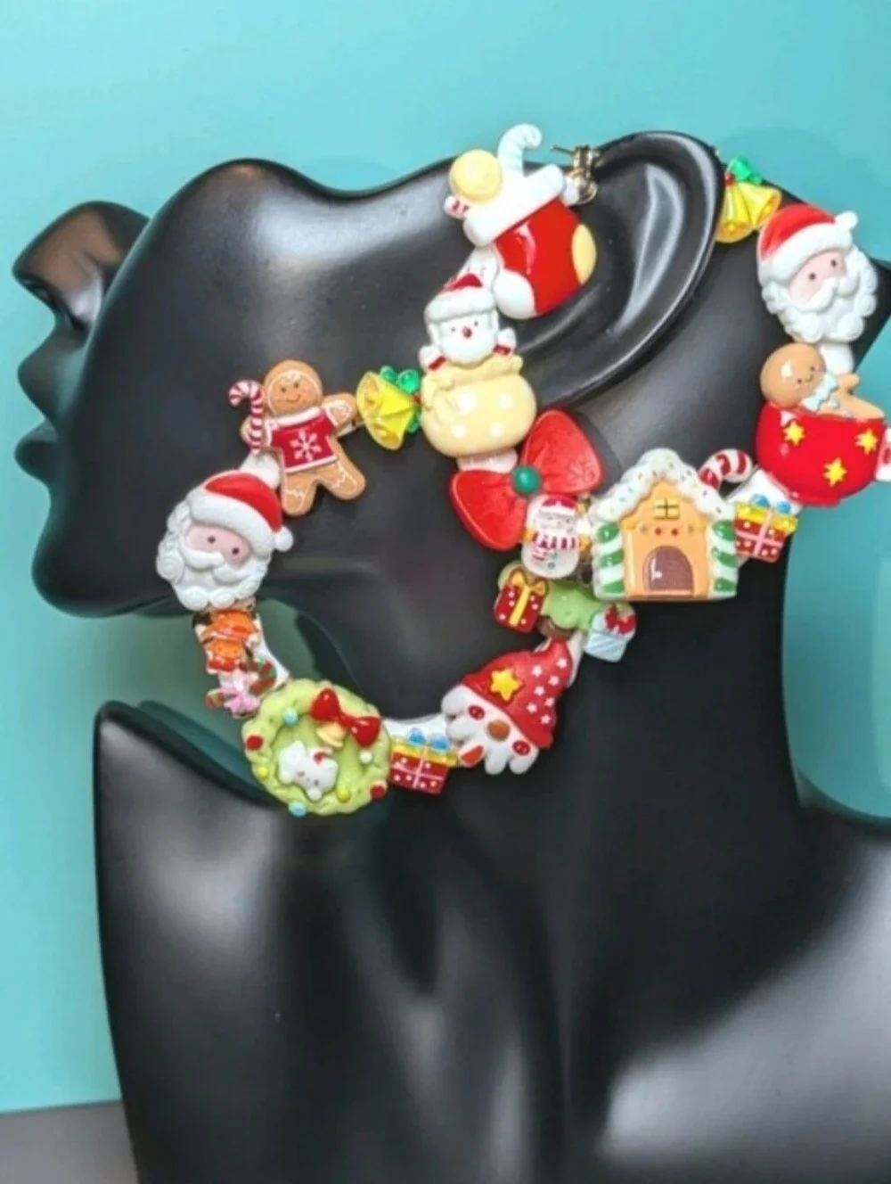 Hand Crafted Holiday Charm Garland - Red, Green, White, Yellow